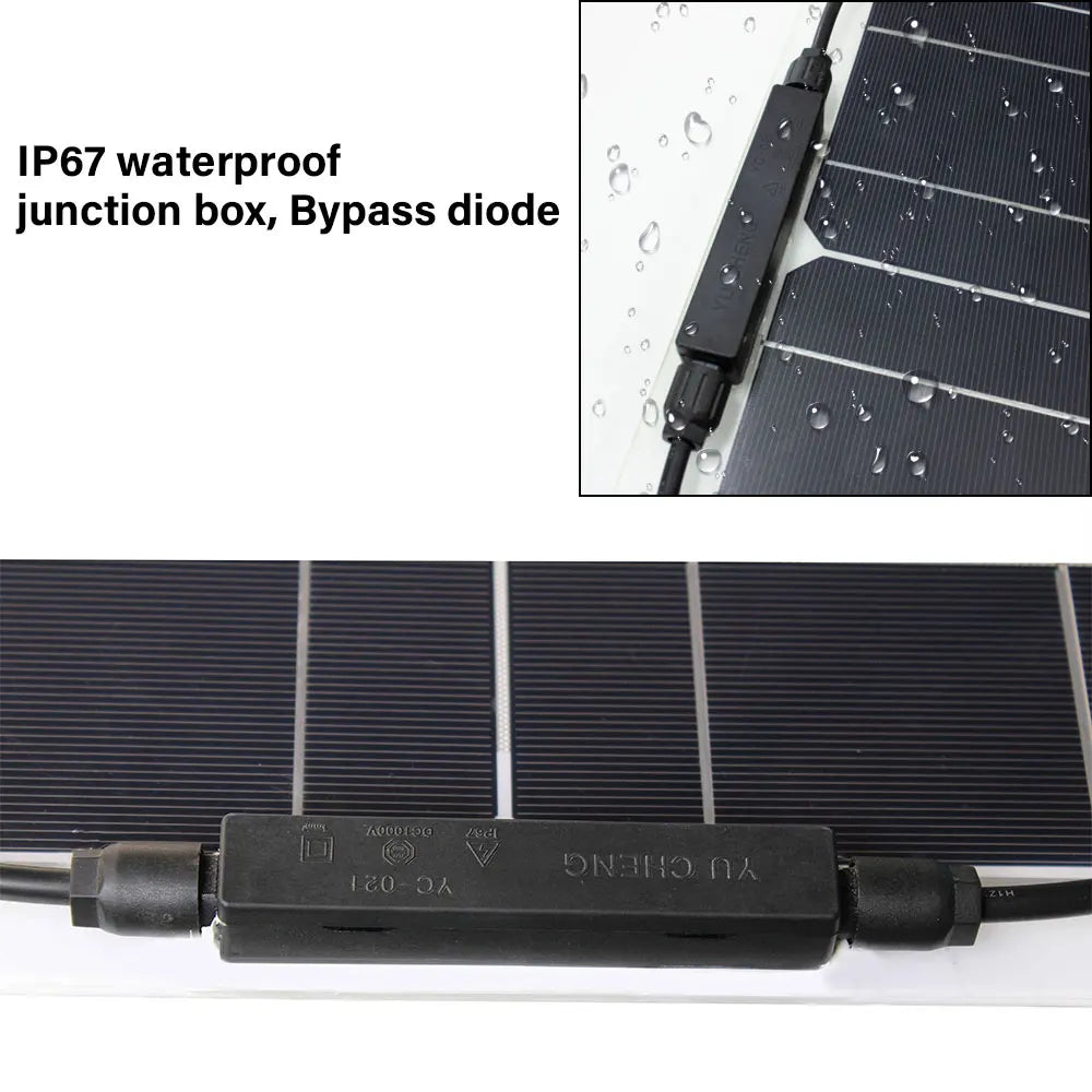 DGSUNLIGHT Portable Solar Panel – 100/200W Flexible Monocrystalline 12V