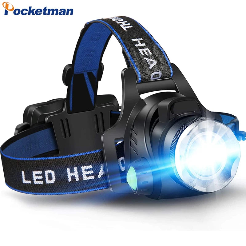 Rechargeable LED Headlamp – High-Lumen Waterproof Zoomable Headlight