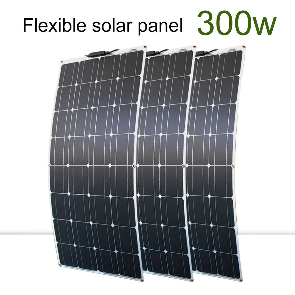 Flexible Solar Panel Kit – 100W/200W/300W 12V 24V Battery Charger