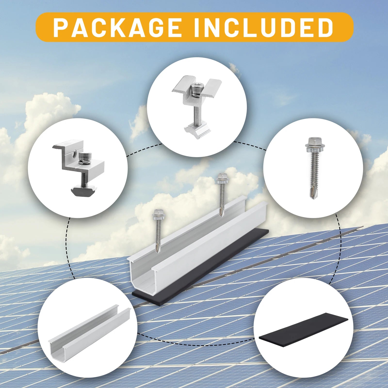 Solar Panel Mount Bracket Kit – Mini Rails, Clamps & Pads