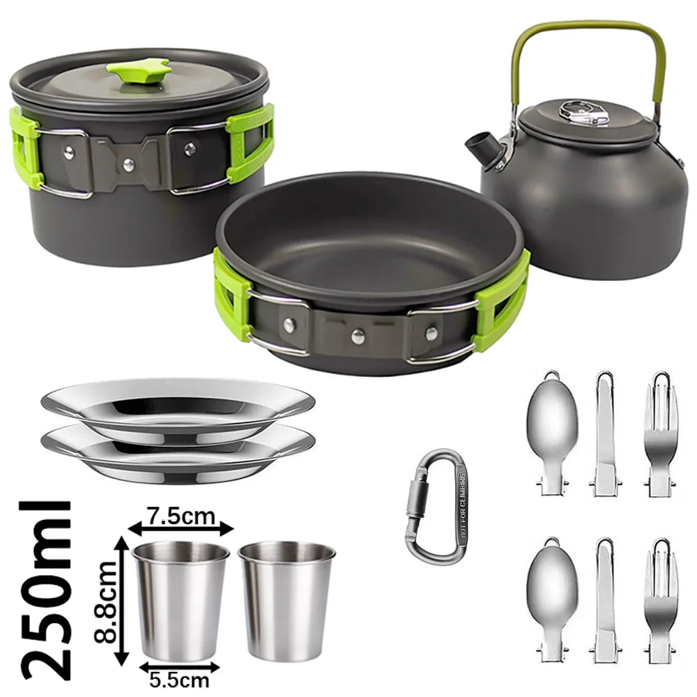 Camping Cookware Set – Non-Stick Teapot & Pots for 2–3 People