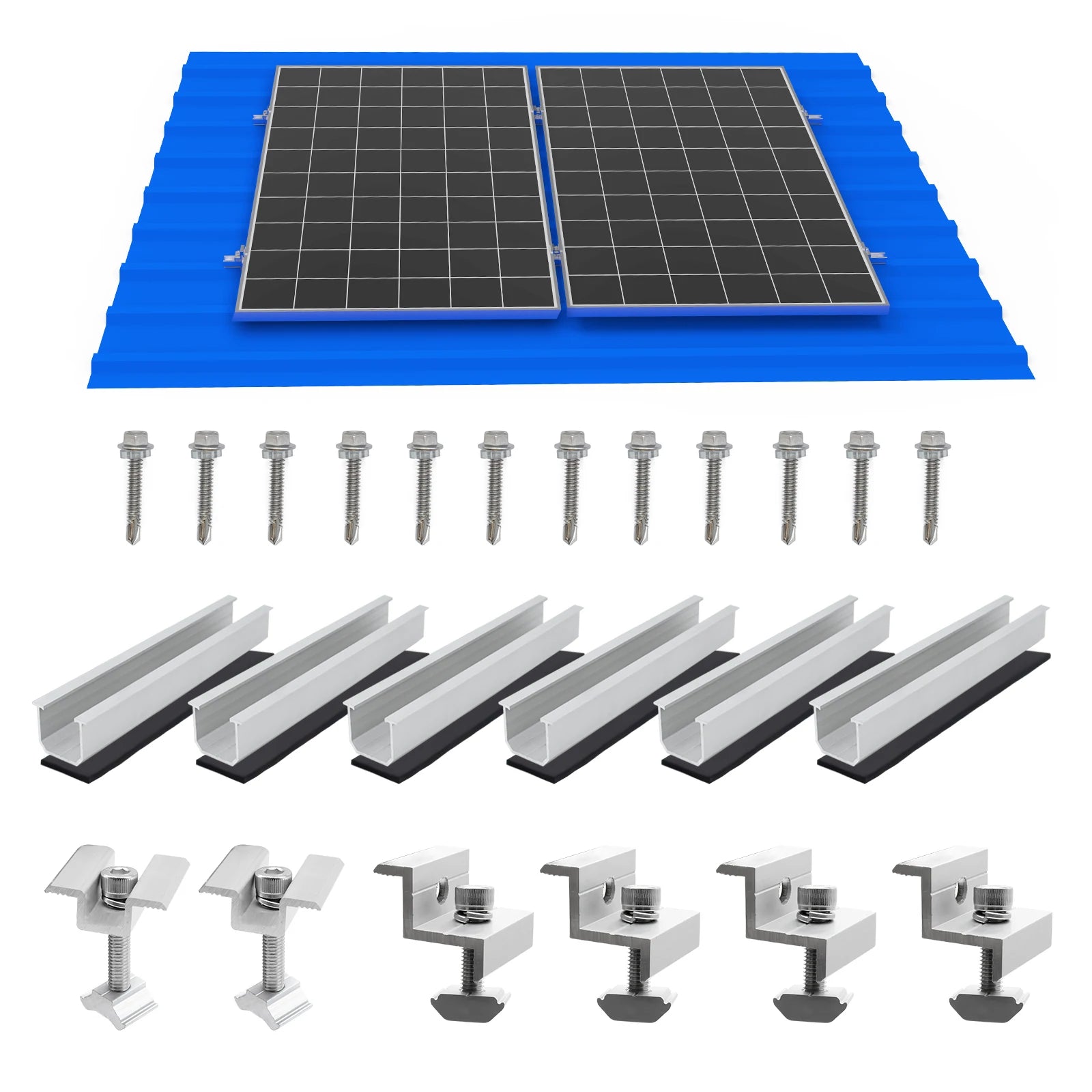 Solar Panel Mount Bracket Kit – Mini Rails, Clamps & Pads