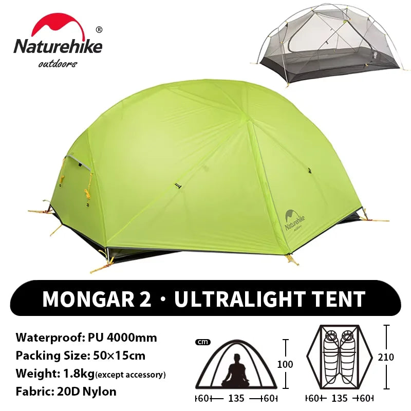 Naturehike Mongar UL 2 – Ultralight 2-Person Waterproof Backpacking Tent