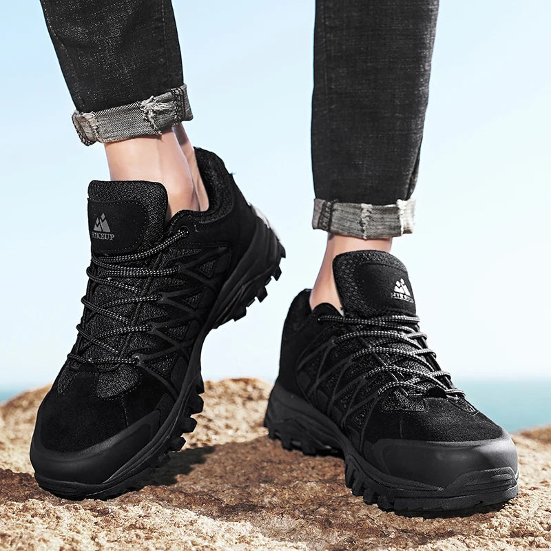 HIKEUP Men’s Hiking Shoes – Breathable Lace-Up Trekking Sneakers
