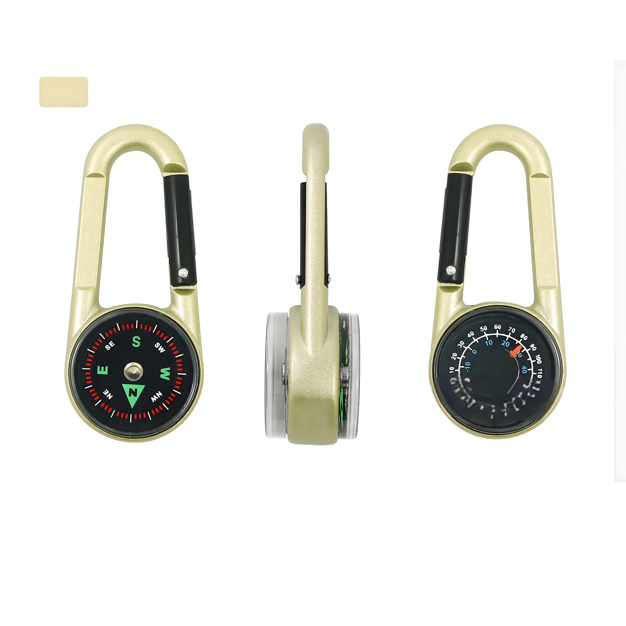3-in-1 Compass Thermometer Carabiner – Outdoor Hiking Survival Tool