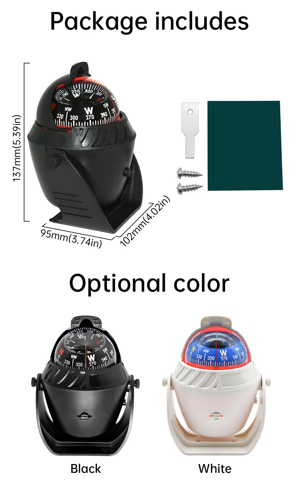 Waterproof Marine Compass – LED Night Light Nautical Navigation