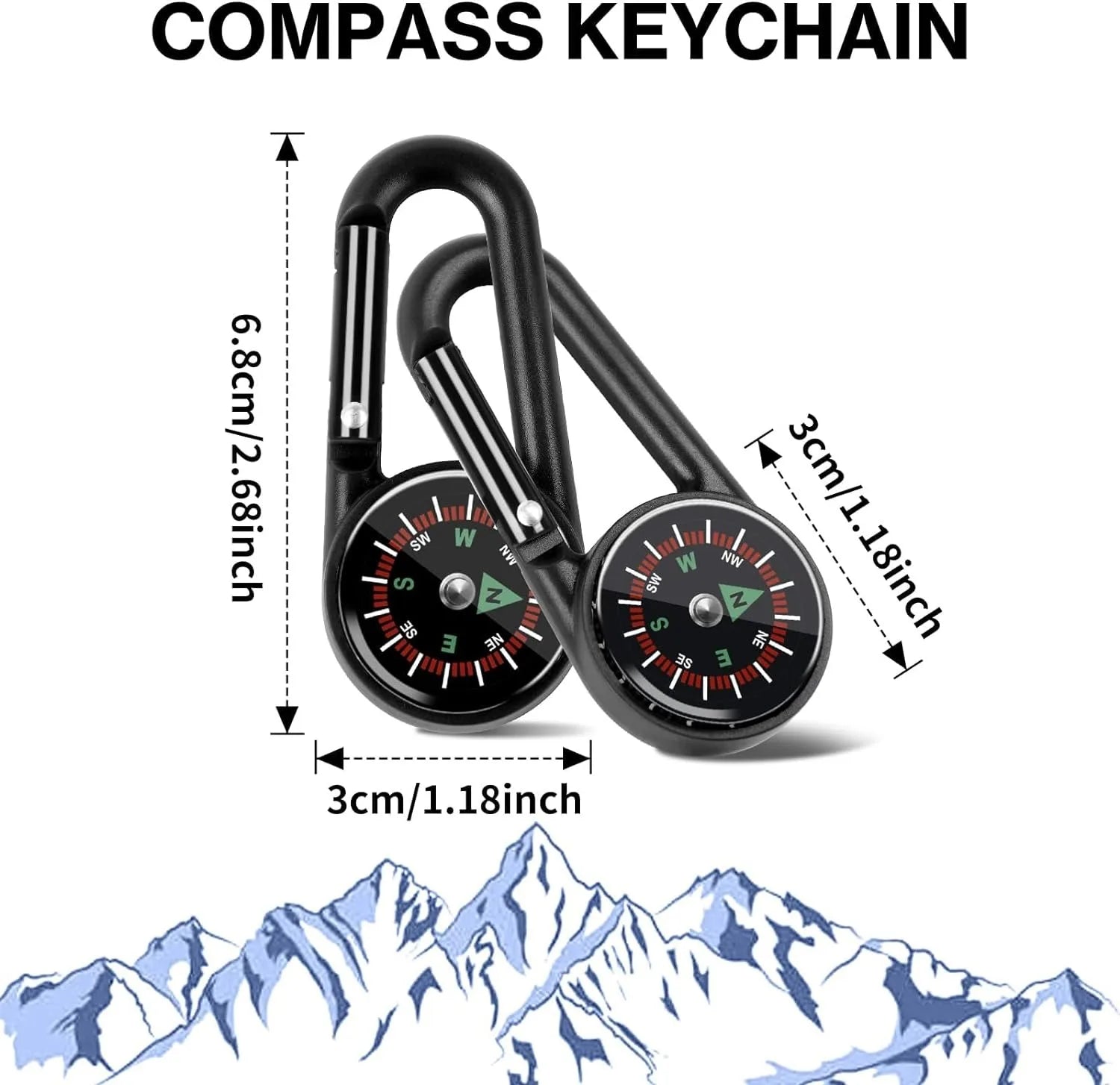 3-in-1 Compass Thermometer Carabiner – Outdoor Hiking Survival Tool