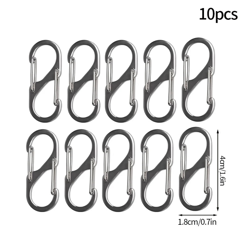 5PCS Tactical S-Type Carabiners – Aluminum Alloy Mini Keychain Hooks