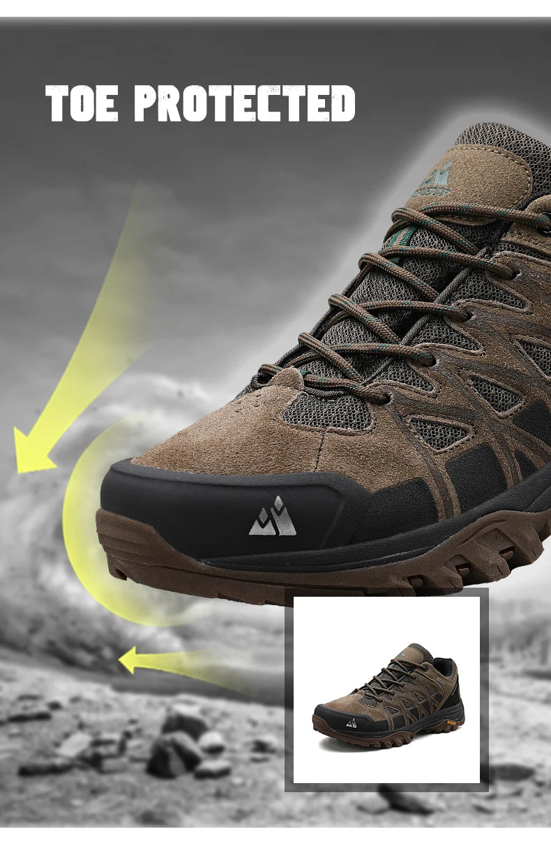HIKEUP Men’s Hiking Shoes – Breathable Lace-Up Trekking Sneakers