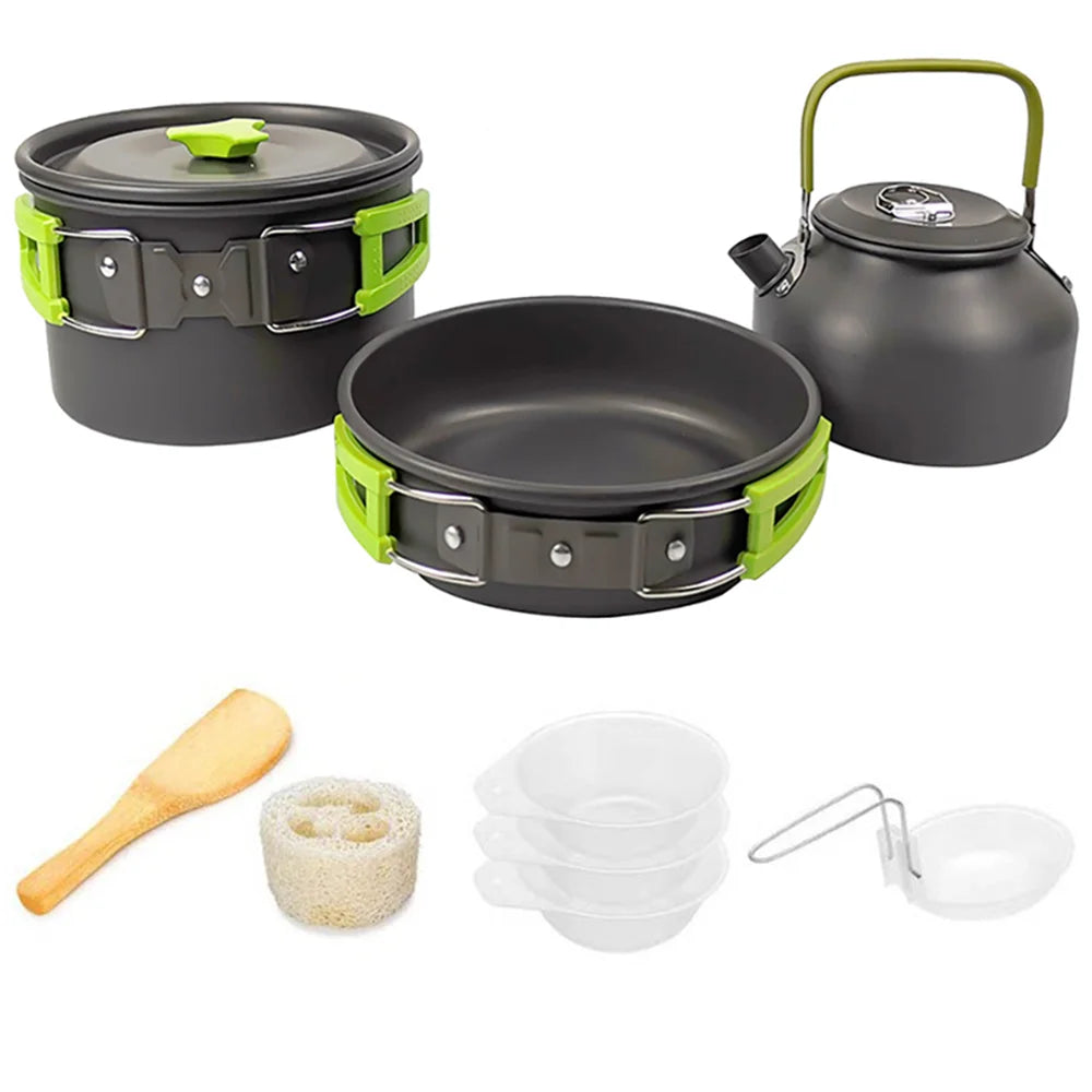 Camping Cookware Set – Non-Stick Teapot & Pots for 2–3 People