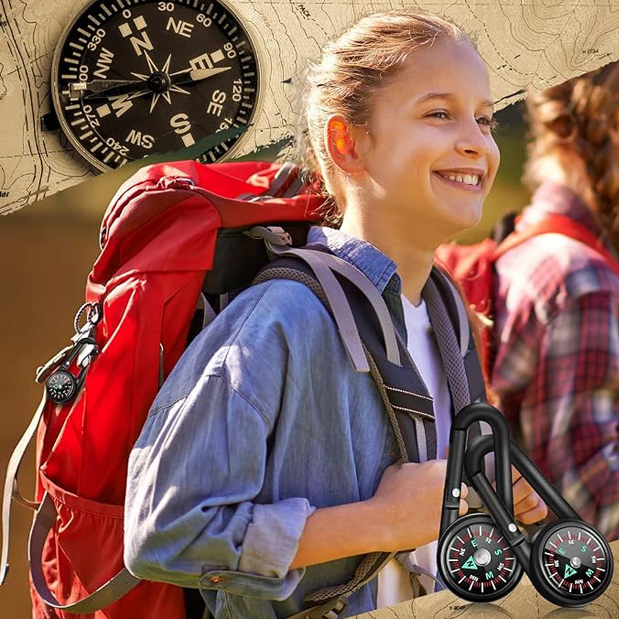 3-in-1 Compass Thermometer Carabiner – Outdoor Hiking Survival Tool