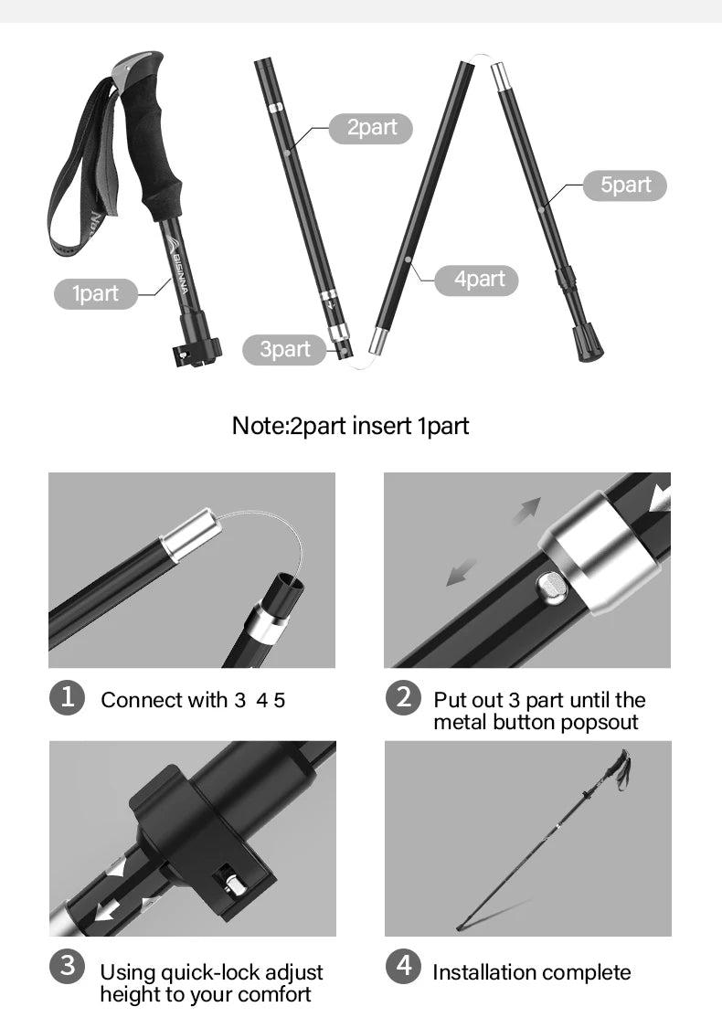 BSWOLF Ultralight Trekking Poles – 2-Pack Folding Aluminum Walking Sticks