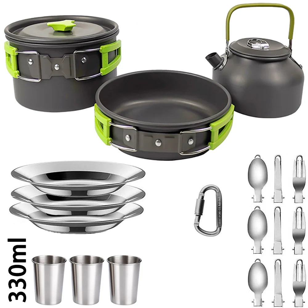 Camping Cookware Set – Non-Stick Teapot & Pots for 2–3 People