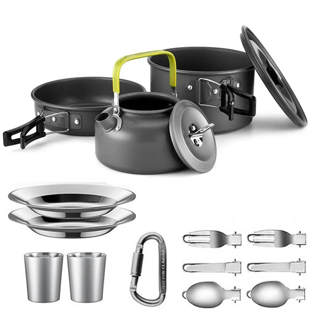 Camping Cookware Set – Non-Stick Teapot & Pots for 2–3 People