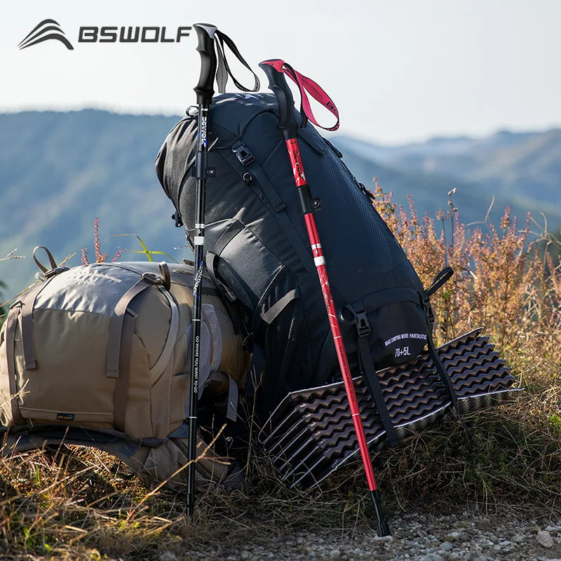 BSWOLF Ultralight Trekking Poles – 2-Pack Folding Aluminum Walking Sticks