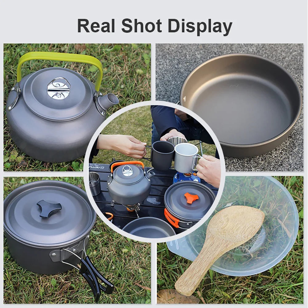 Camping Cookware Set – Non-Stick Teapot & Pots for 2–3 People