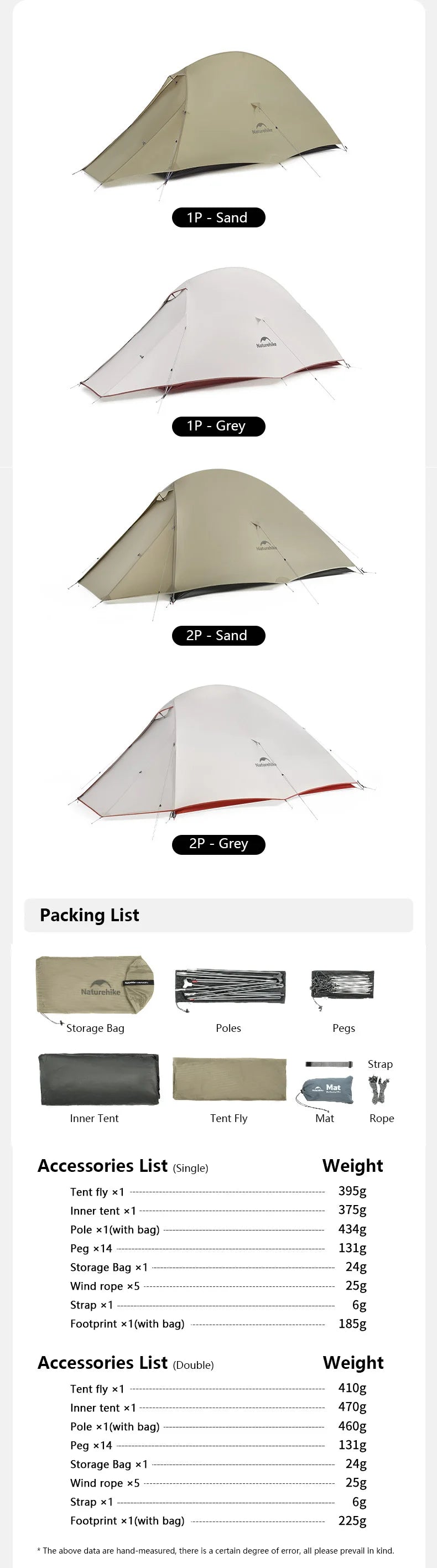 Naturehike Cloud Up 2-Person Ultralight Tent – Waterproof Camping & Hiking