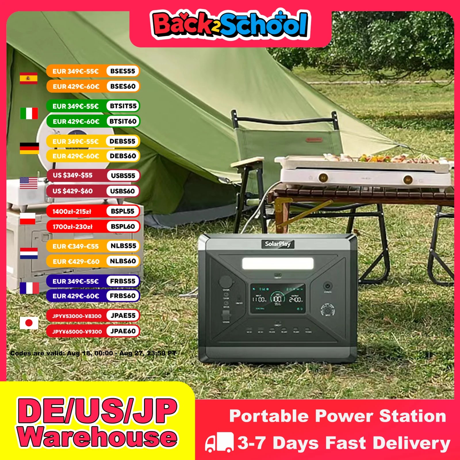 SOLARPLAY Q2501 Portable Power Station – 2160Wh LiFePO4 Solar Generator