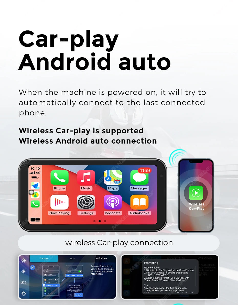 NaviFly 6.25" Wireless CarPlay & Android Auto – Motorcycle Navigation Display