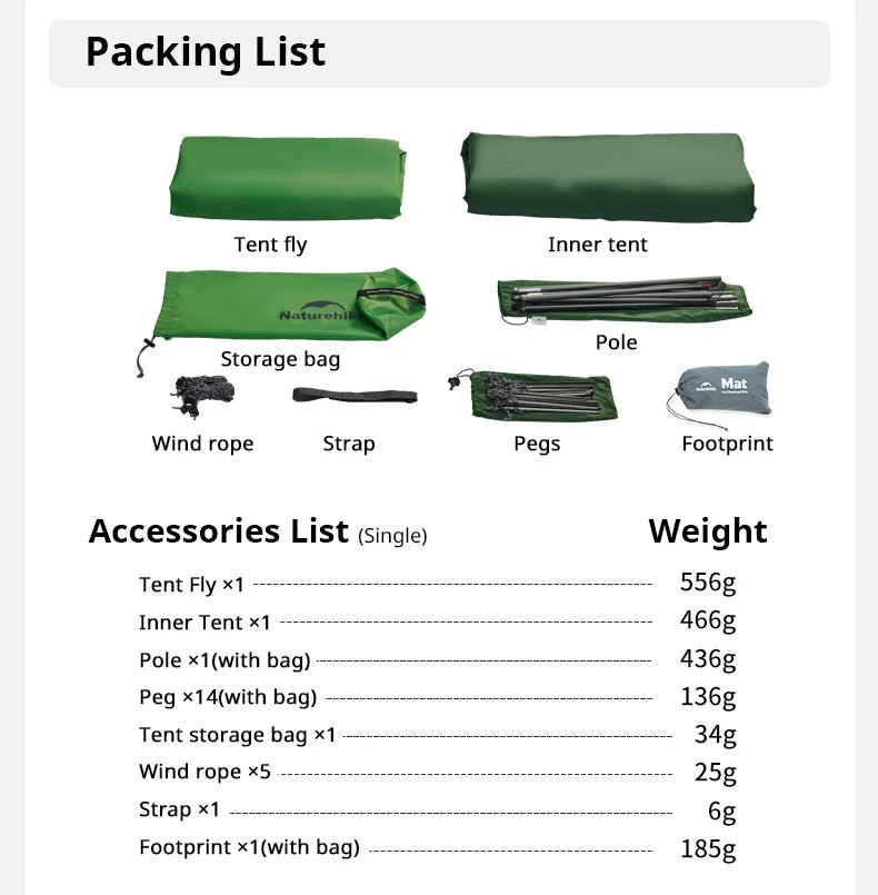 Naturehike Cloud Up 2-Person Ultralight Tent – Waterproof Camping & Hiking