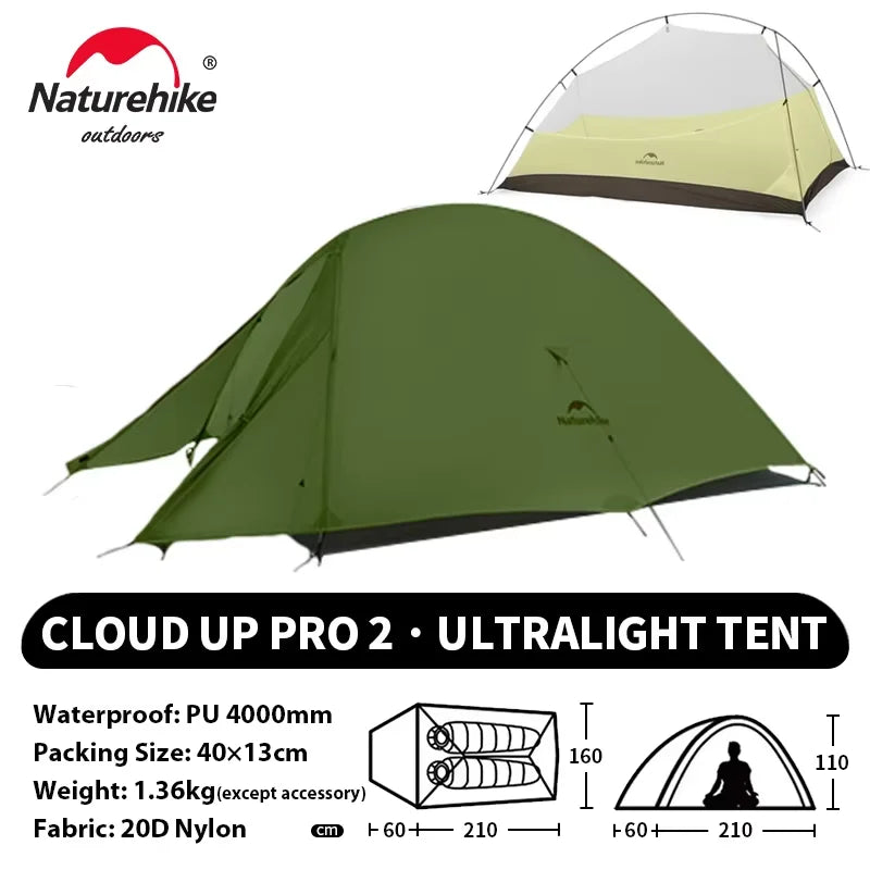 Naturehike Cloud Up 2-Person Ultralight Tent – Waterproof Camping & Hiking