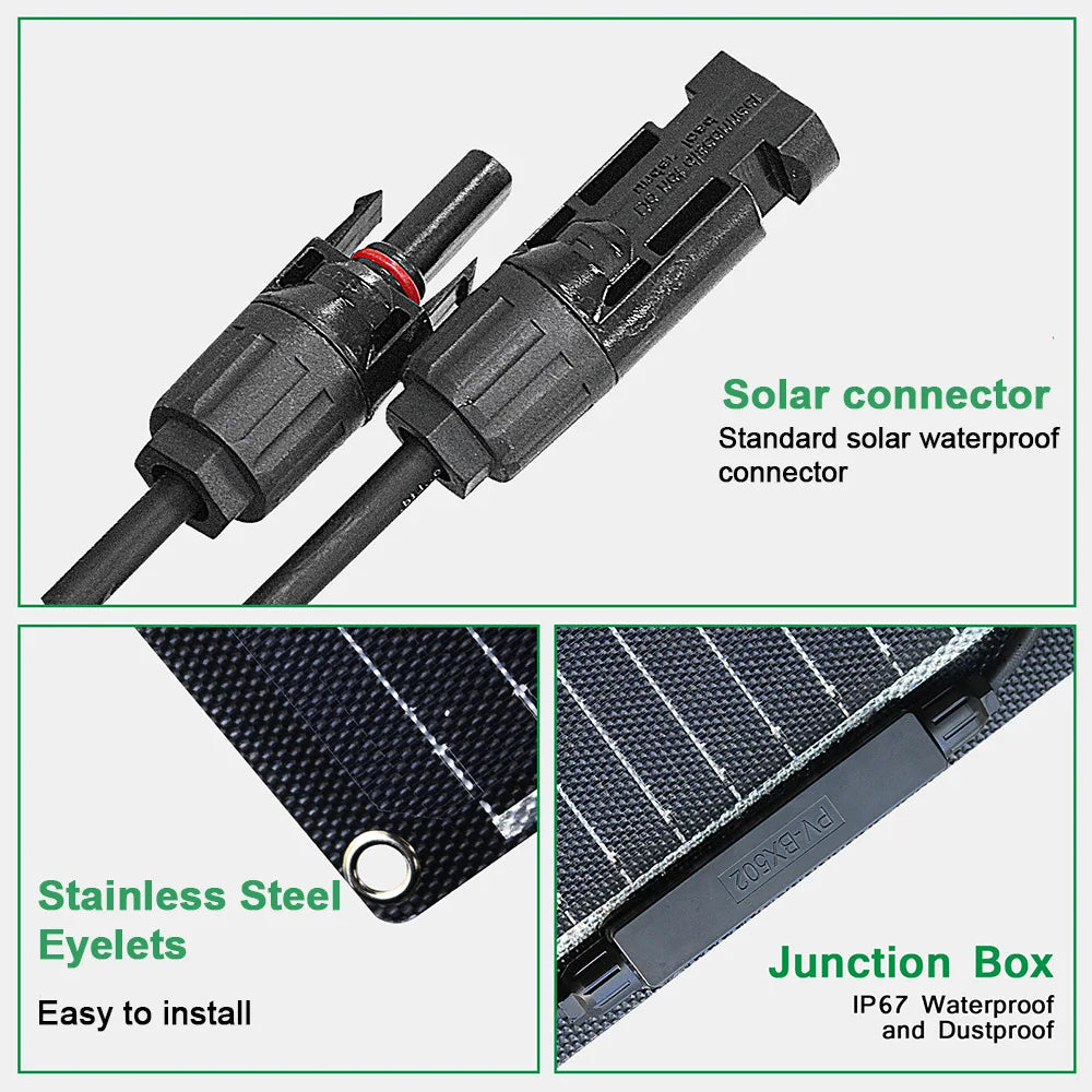 Flexible Solar Panel Kit – 100W/200W/300W 12V 24V Battery Charger