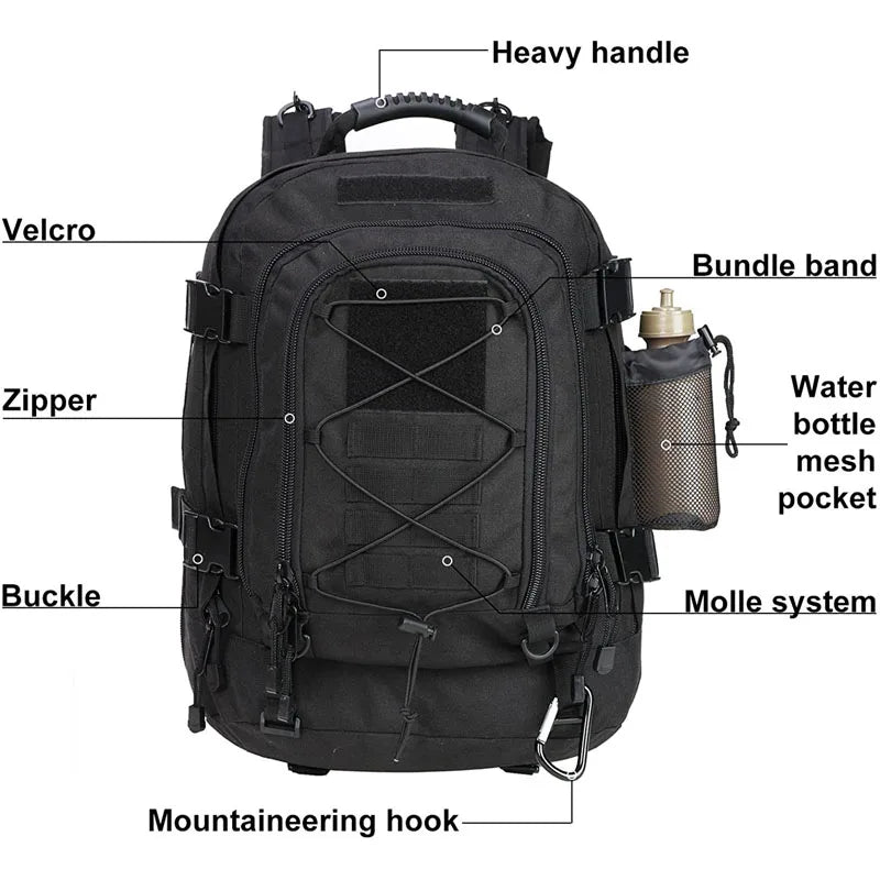 60L Tactical Military Backpack – Molle Assault Rucksack for Outdoor Adventures