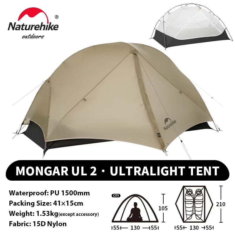 Naturehike Mongar UL 2 – Ultralight 2-Person Waterproof Backpacking Tent