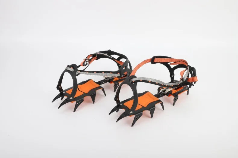 12-Tooth Stainless Steel Ice & Snow Crampons – Anti-Slip Climbing Grippers