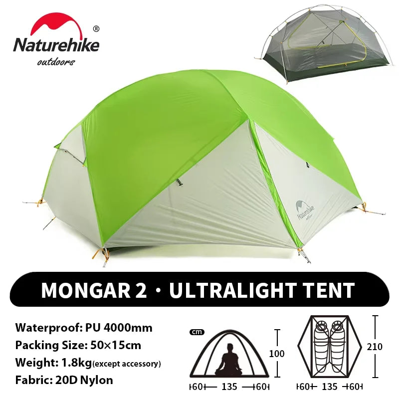 Naturehike Mongar UL 2 – Ultralight 2-Person Waterproof Backpacking Tent