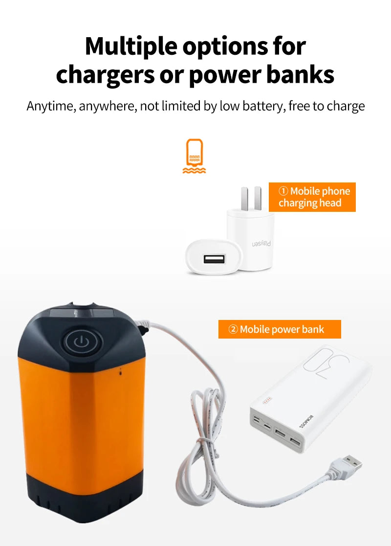 Portable USB Rechargeable Electric Shower Pump – Waterproof Camping Shower