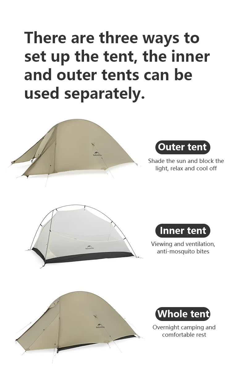 Naturehike Cloud Up 2-Person Ultralight Tent – Waterproof Camping & Hiking