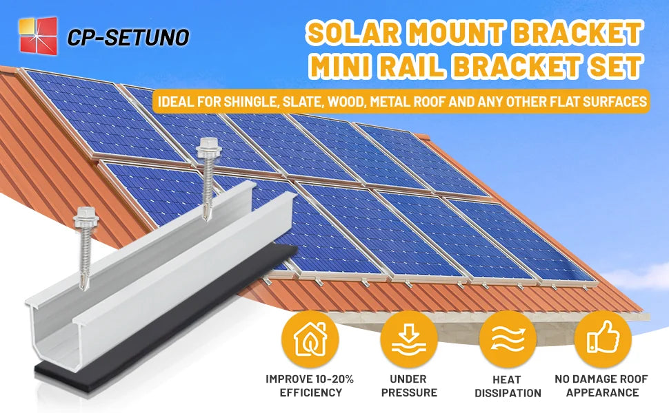 Solar Panel Mount Bracket Kit – Mini Rails, Clamps & Pads