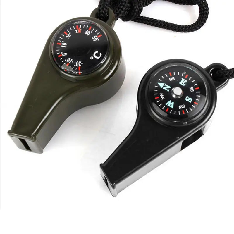 3-in-1 Survival Whistle – Compass & Thermometer for Outdoor Activities