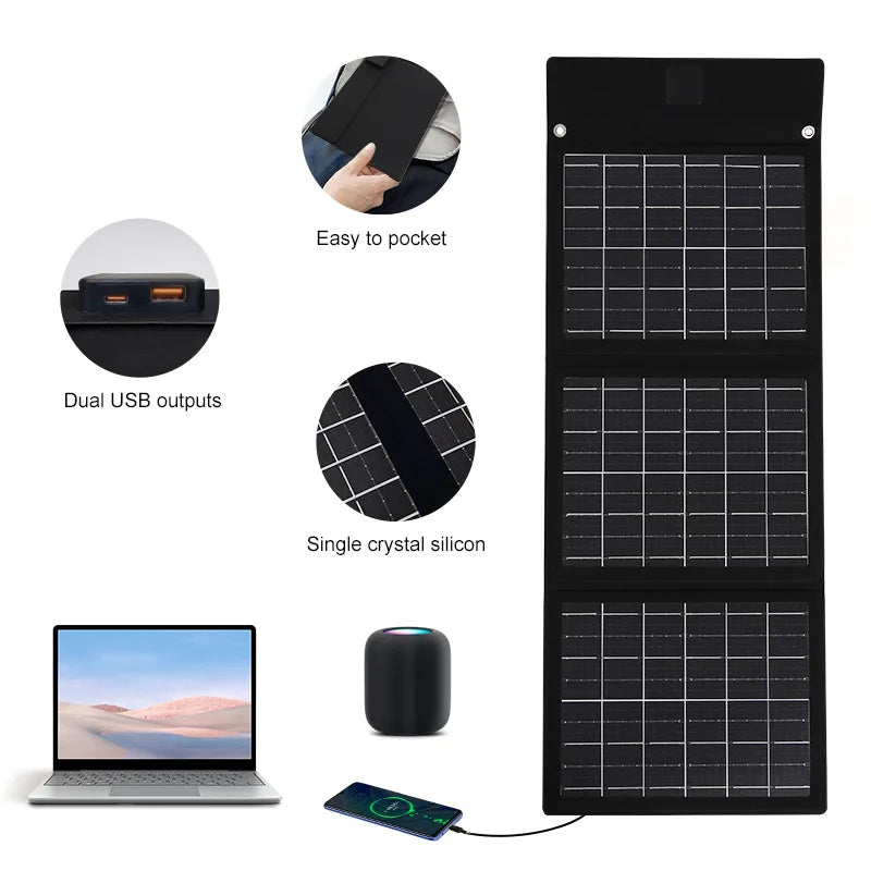 25W Portable Solar Folding Bag – Outdoor Travel Fast Charger