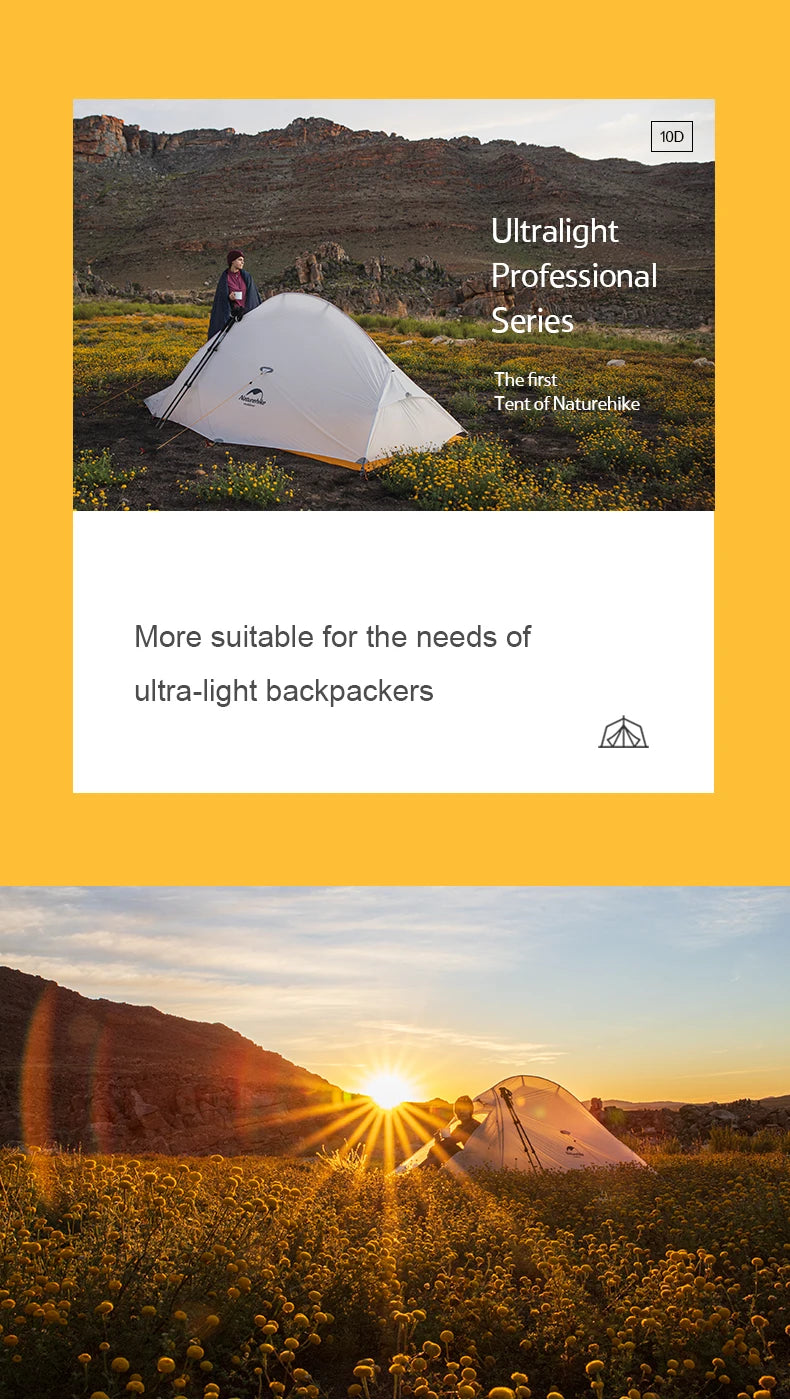 Naturehike Cloud Up 2-Person Ultralight Tent – Waterproof Camping & Hiking