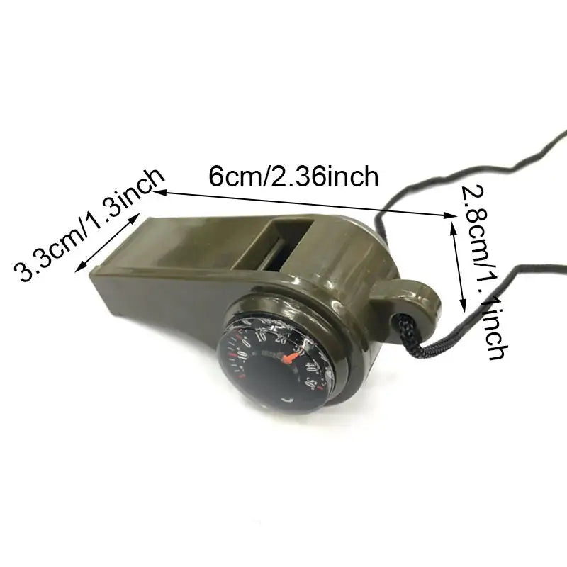 3-in-1 Survival Whistle – Compass & Thermometer for Outdoor Activities