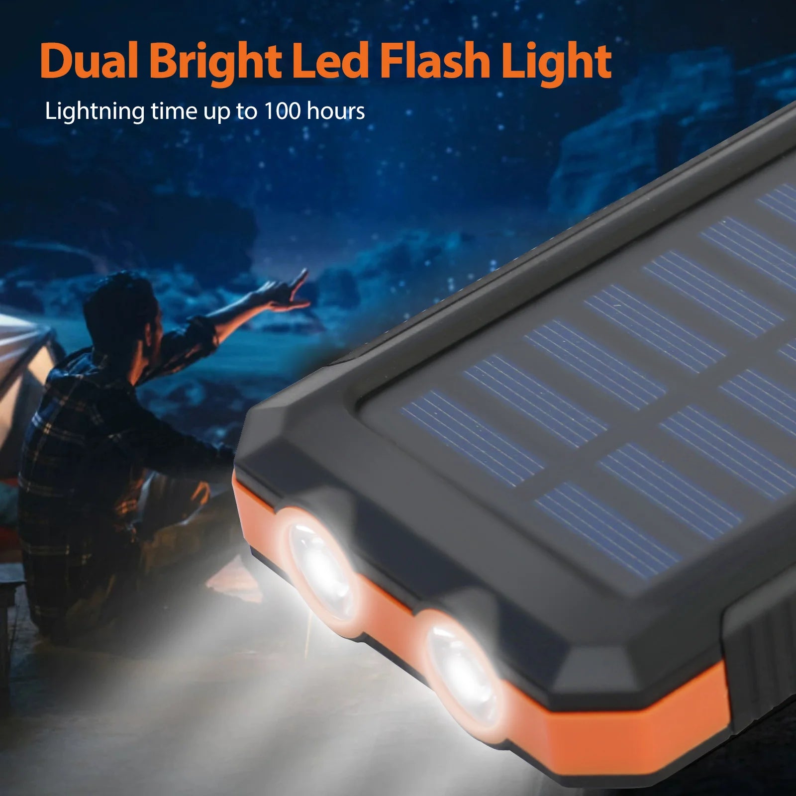20000mAh Portable Solar Power Bank – Dual USB & LED Flashlight