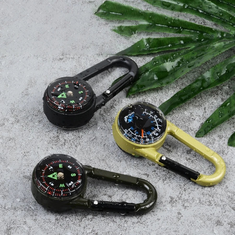 3-in-1 Compass Thermometer Carabiner – Outdoor Hiking Survival Tool