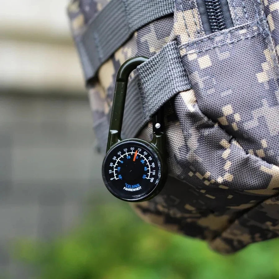 3-in-1 Compass Thermometer Carabiner – Outdoor Hiking Survival Tool