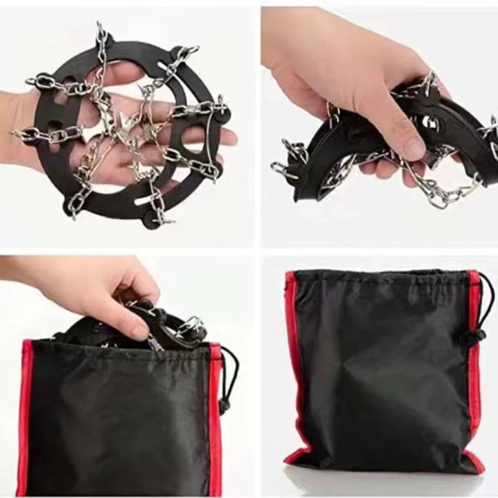 10-Tooth Stainless Steel Chain Crampons – Non-Slip Mountaineering Shoe Covers