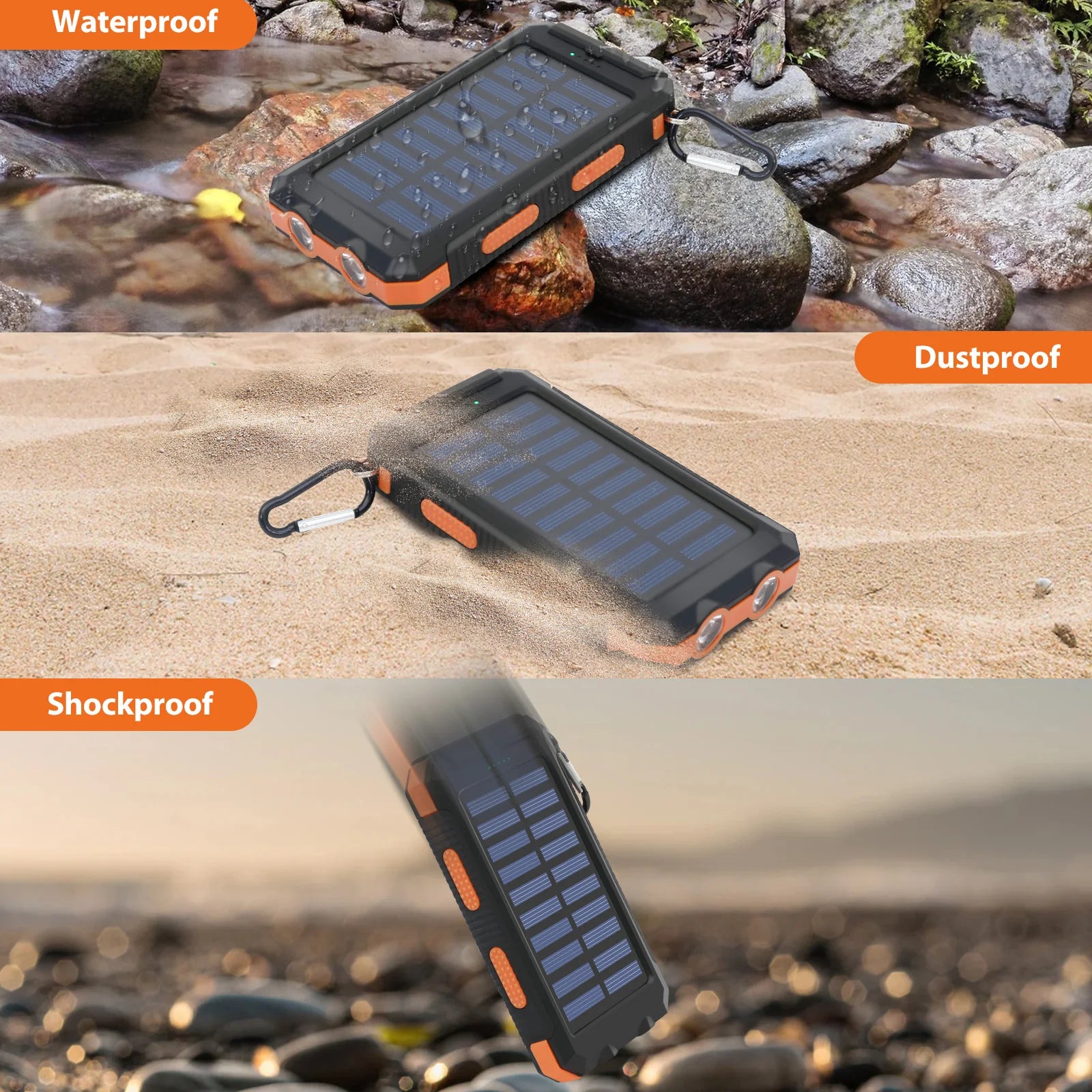 20000mAh Portable Solar Power Bank – Dual USB & LED Flashlight