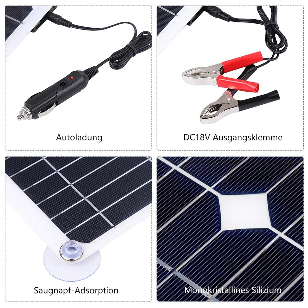 200W Foldable Solar Panel Kit – 12V USB Battery Charger with 100A Controller