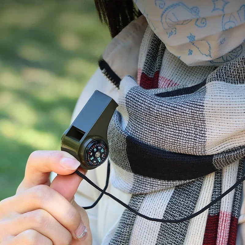 3-in-1 Survival Whistle – Compass & Thermometer for Outdoor Activities