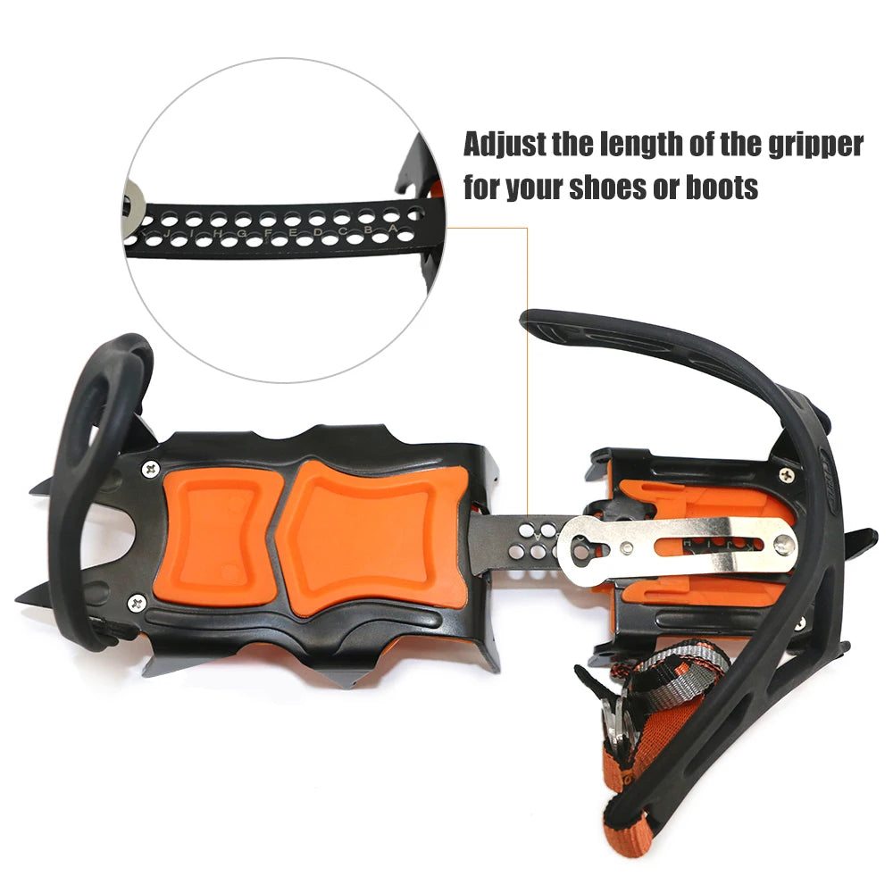 12-Tooth Stainless Steel Ice & Snow Crampons – Anti-Slip Climbing Grippers