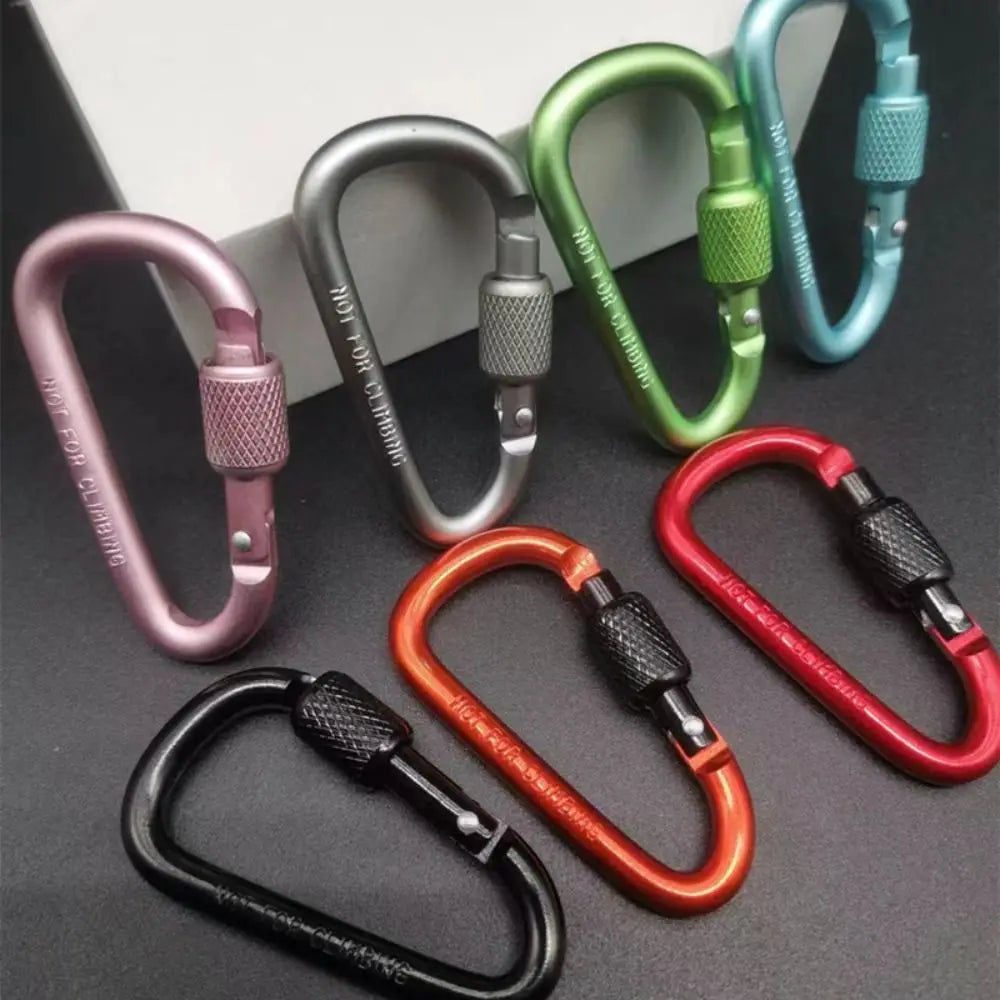 Aluminum Alloy D-Shape Carabiner – Locking Keychain Hook for Hiking