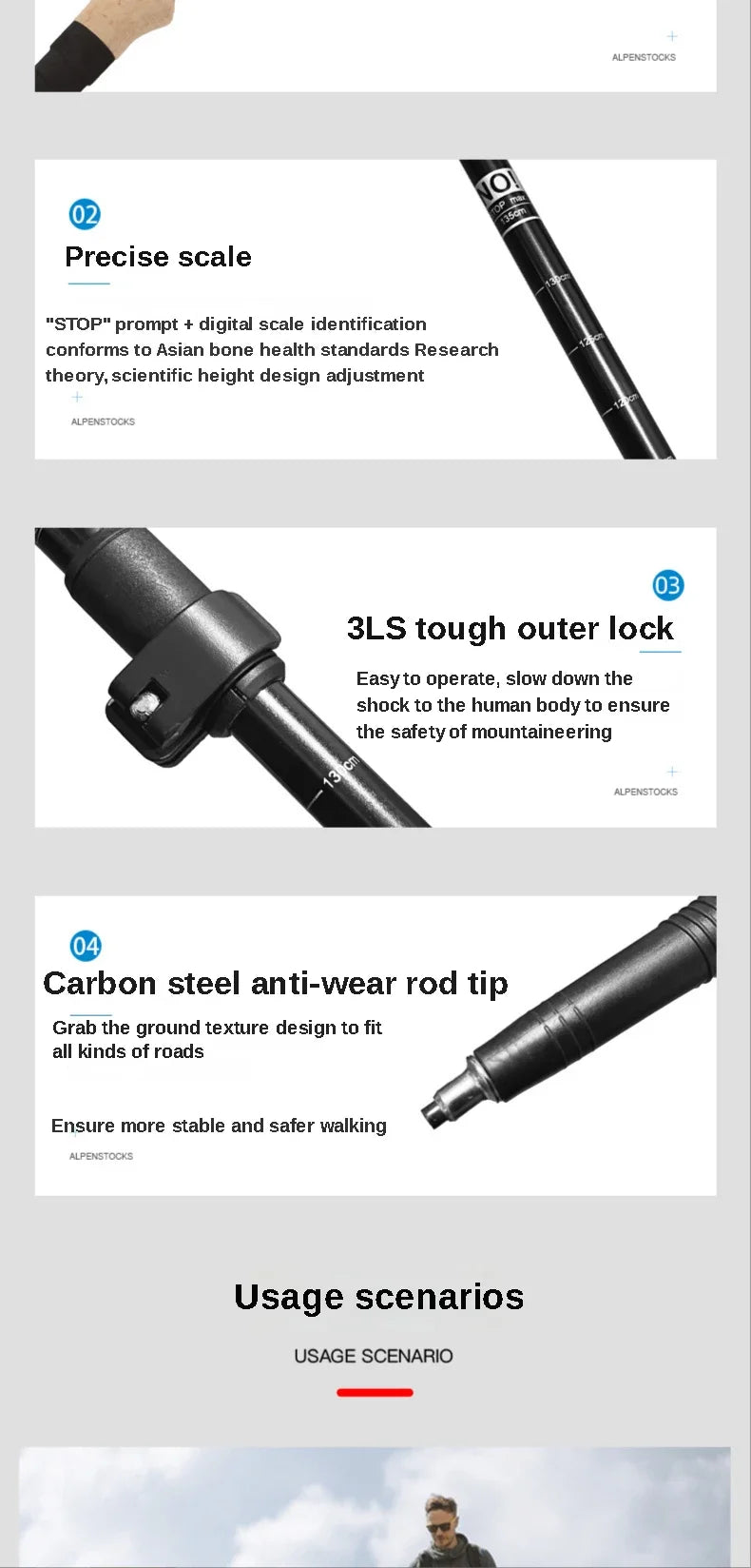 2PCS Ultralight Trekking Poles – Adjustable Walking Sticks with Quick Lock