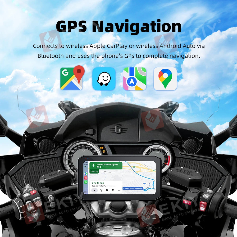 EKIY 6.25" Wireless CarPlay & Android Auto – Motorcycle GPS Dashboard