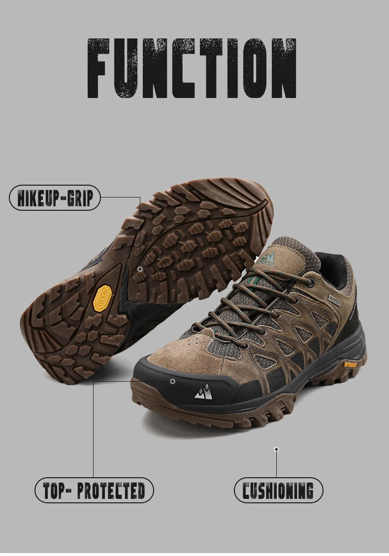 HIKEUP Men’s Hiking Shoes – Breathable Lace-Up Trekking Sneakers