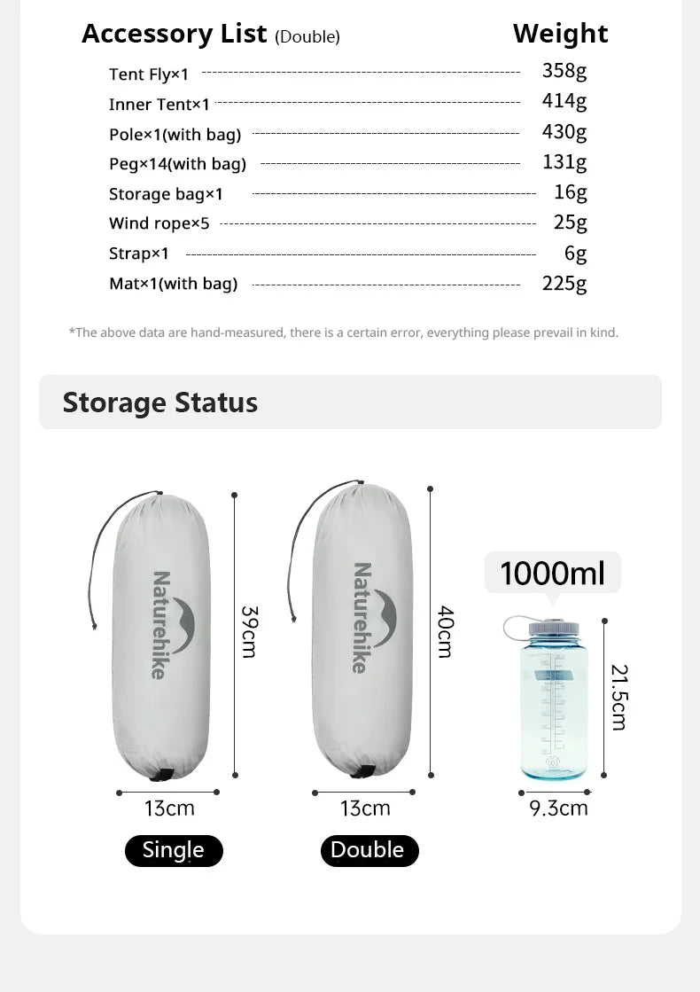 Naturehike Cloud Up 2-Person Ultralight Tent – Waterproof Camping & Hiking